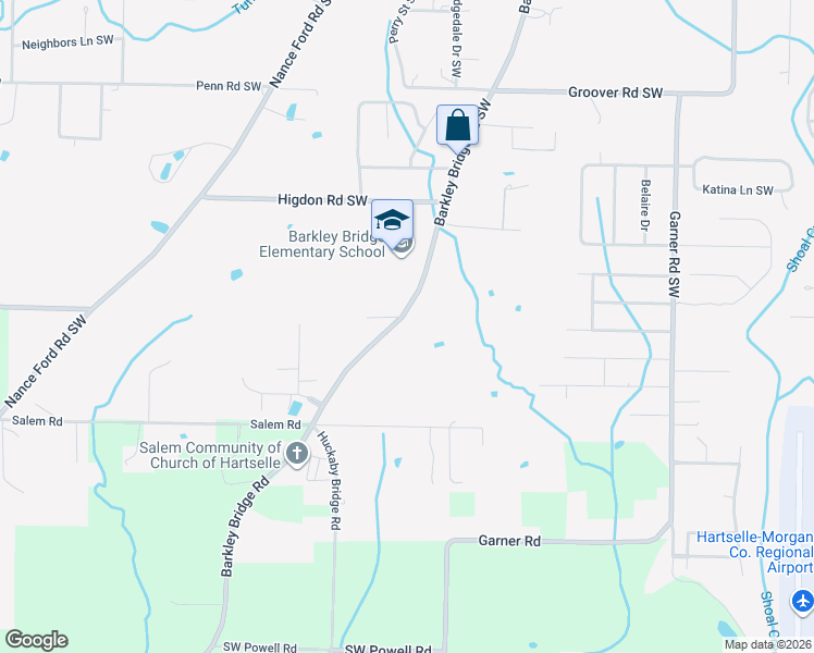 map of restaurants, bars, coffee shops, grocery stores, and more near 2900 Barkley Bridge Road Southwest in Hartselle
