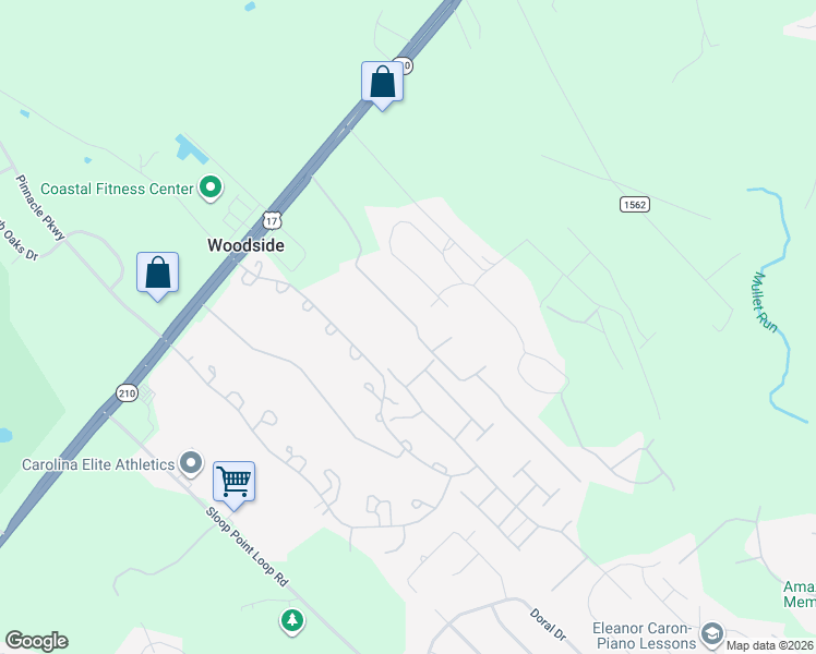 map of restaurants, bars, coffee shops, grocery stores, and more near 420 Amanda Lane in Hampstead