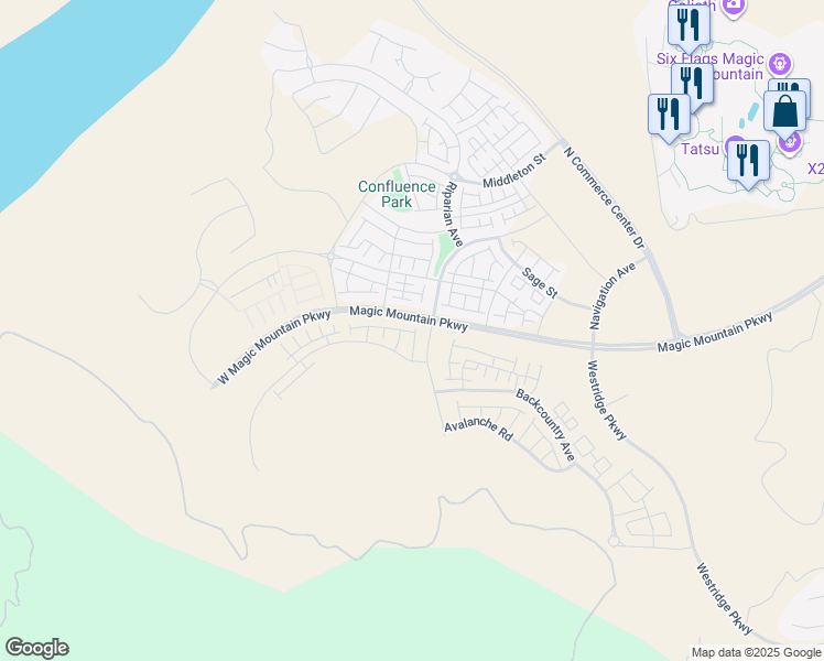 map of restaurants, bars, coffee shops, grocery stores, and more near 25900 Feedmill Road in Los Angeles County