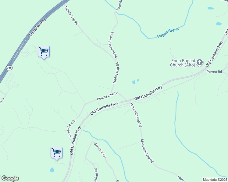 map of restaurants, bars, coffee shops, grocery stores, and more near 7013 Tribble Gap Road in Alto