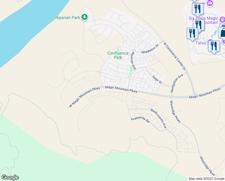 map of restaurants, bars, coffee shops, grocery stores, and more near 25900 Feedmill Road in Los Angeles County