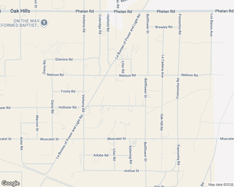 map of restaurants, bars, coffee shops, grocery stores, and more near 9230 Lilac Road in Hesperia