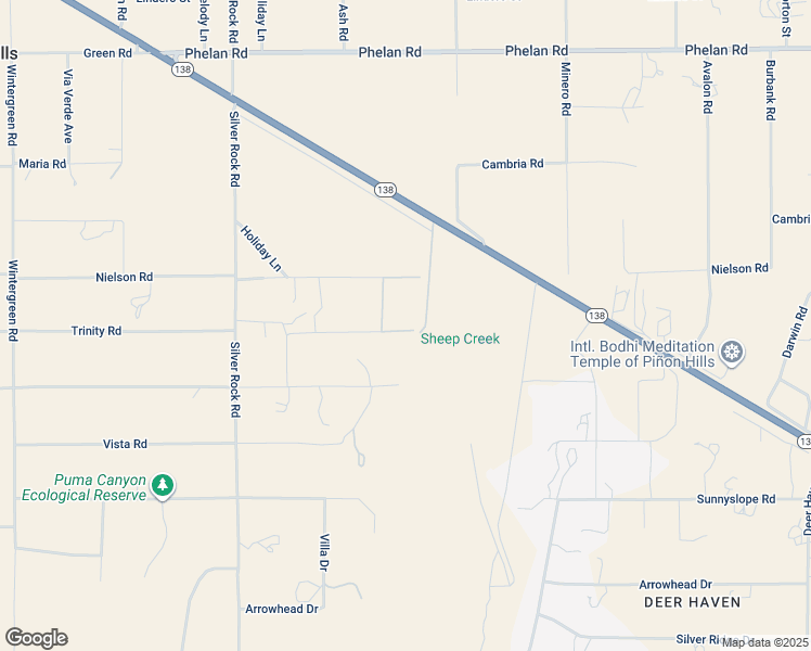map of restaurants, bars, coffee shops, grocery stores, and more near 2390 Trinity Road in Piñon Hills