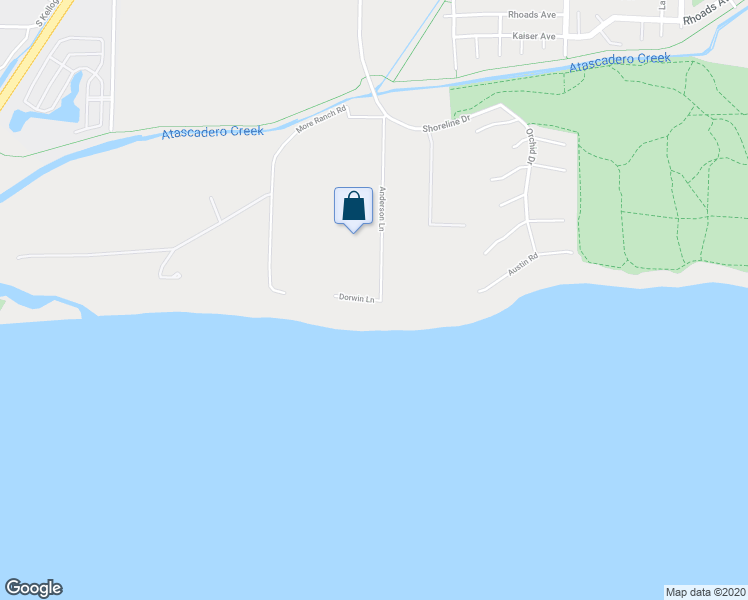 map of restaurants, bars, coffee shops, grocery stores, and more near 5310 Dorwin Lane in Goleta