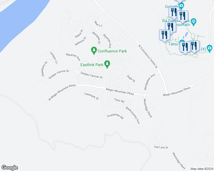 map of restaurants, bars, coffee shops, grocery stores, and more near 27078 West Painted Sky Way in Los Angeles County