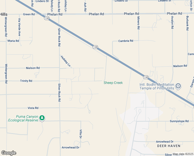map of restaurants, bars, coffee shops, grocery stores, and more near 2390 Trinity Road in Piñon Hills