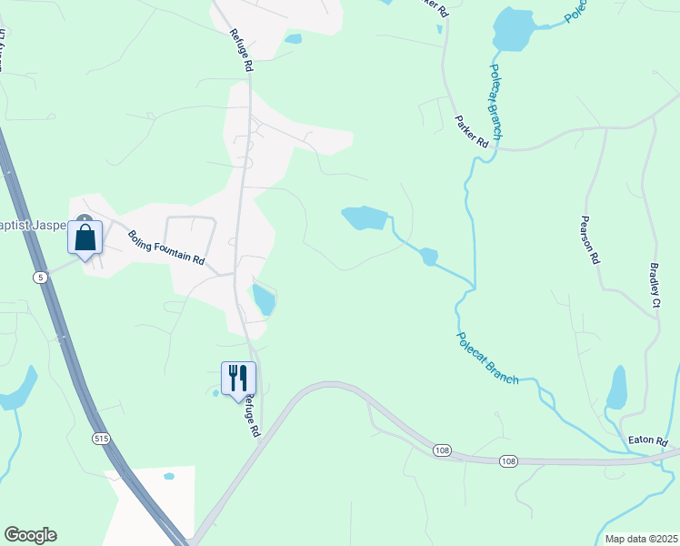 map of restaurants, bars, coffee shops, grocery stores, and more near 405 Thrasher Lane in Jasper