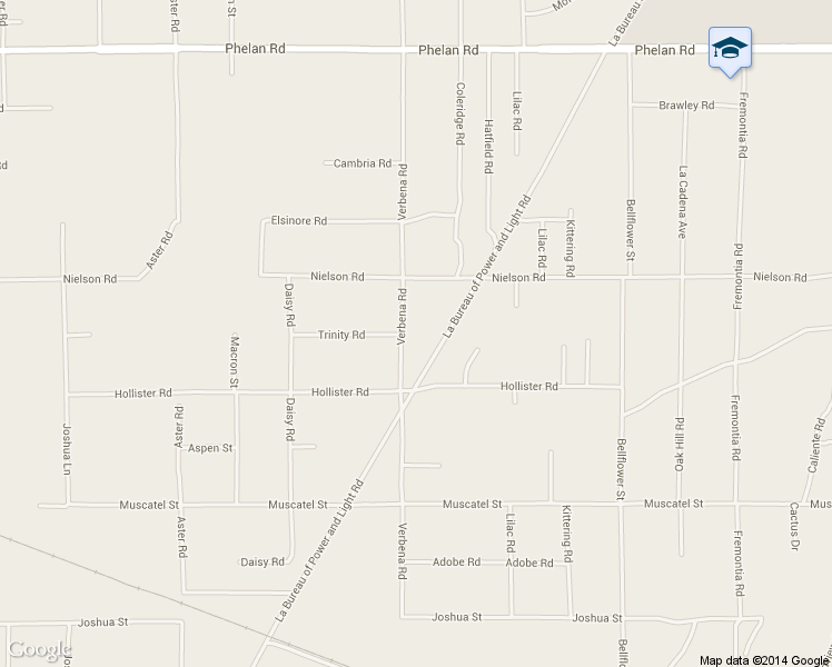 map of restaurants, bars, coffee shops, grocery stores, and more near 9229 Verbena Road in Hesperia