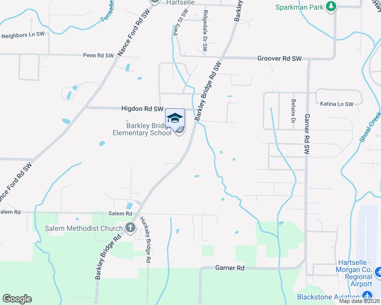 map of restaurants, bars, coffee shops, grocery stores, and more near 2636 Barkley Bridge Road Southwest in Hartselle