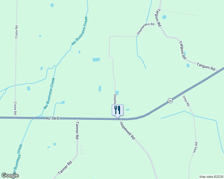 map of restaurants, bars, coffee shops, grocery stores, and more near 122 Stephenson Road in Hartselle