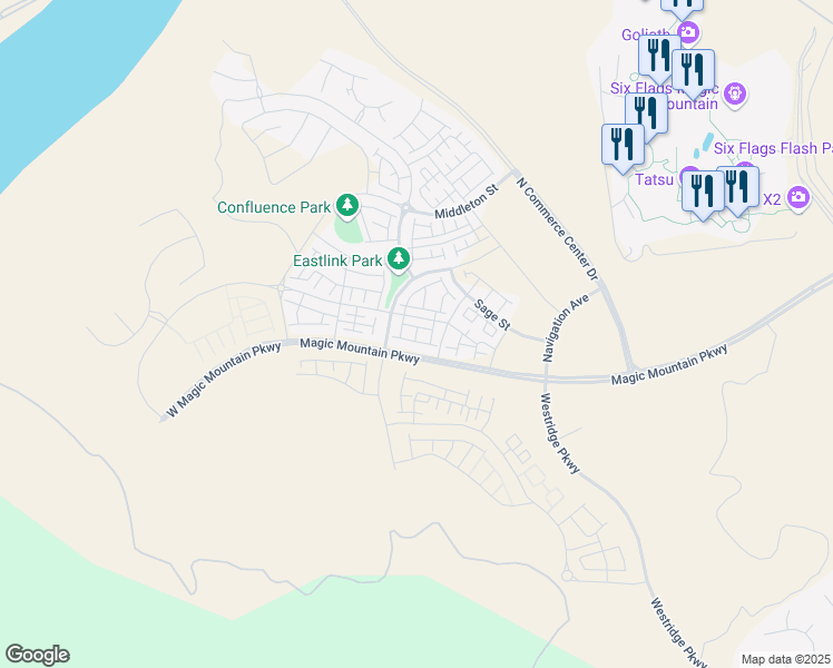 map of restaurants, bars, coffee shops, grocery stores, and more near 27404 North Horizon View Lane in Los Angeles County