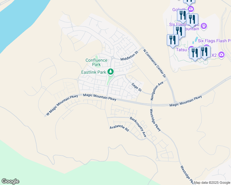 map of restaurants, bars, coffee shops, grocery stores, and more near in Santa Clarita