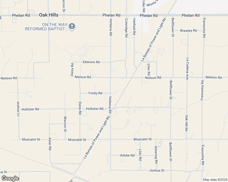 map of restaurants, bars, coffee shops, grocery stores, and more near 9229 Verbena Road in Hesperia