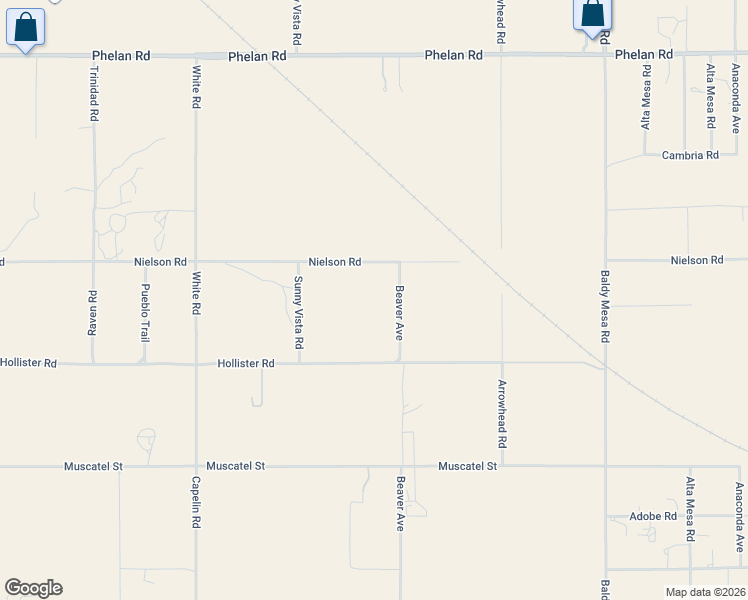 map of restaurants, bars, coffee shops, grocery stores, and more near 9236 Beaver Avenue in Phelan