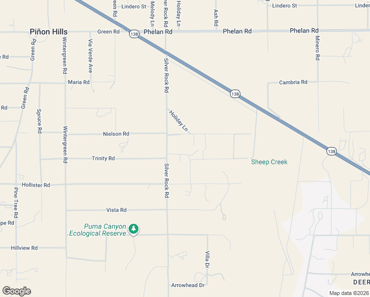 map of restaurants, bars, coffee shops, grocery stores, and more near 2180 Trinity Road in Piñon Hills