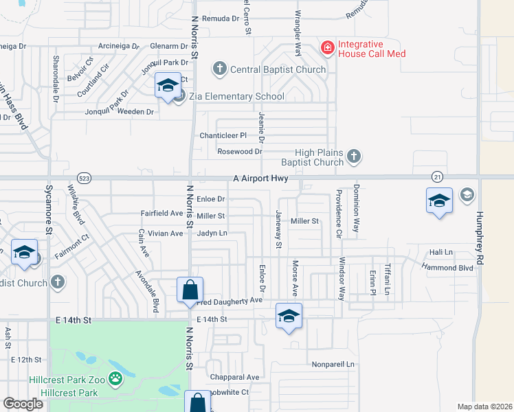 map of restaurants, bars, coffee shops, grocery stores, and more near 2021 Enloe Drive in Clovis