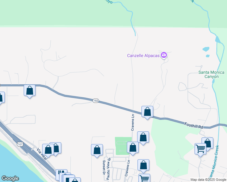 map of restaurants, bars, coffee shops, grocery stores, and more near 1765 Ocean Oaks Road in Carpinteria
