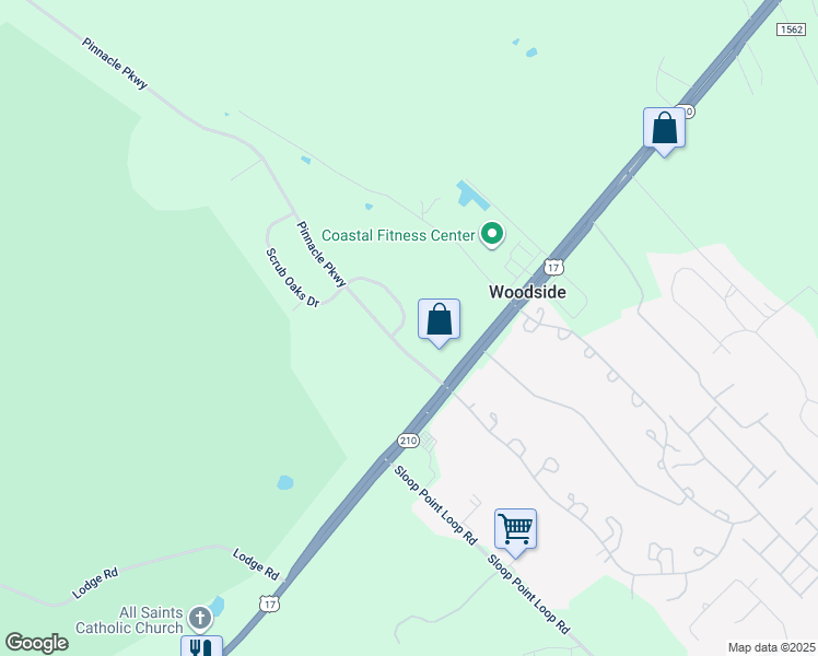 map of restaurants, bars, coffee shops, grocery stores, and more near 40 Scrub Oaks Drive in Hampstead
