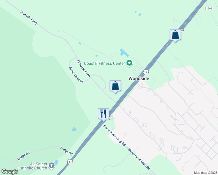 map of restaurants, bars, coffee shops, grocery stores, and more near 40 Scrub Oaks Drive in Hampstead
