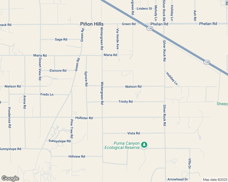 map of restaurants, bars, coffee shops, grocery stores, and more near 1775 Nielson Road in Pinon Hills