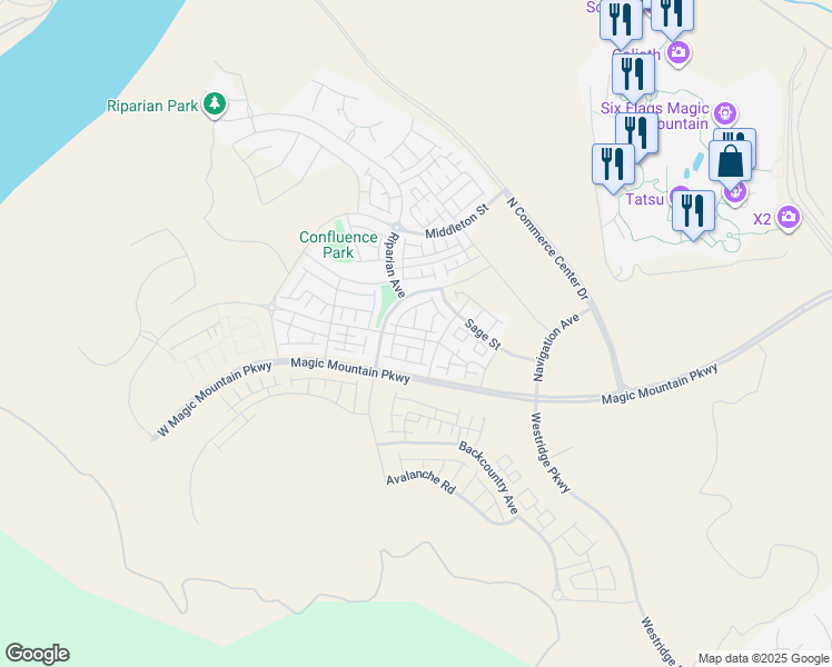 map of restaurants, bars, coffee shops, grocery stores, and more near 27030 Evening Sky Place in Los Angeles County