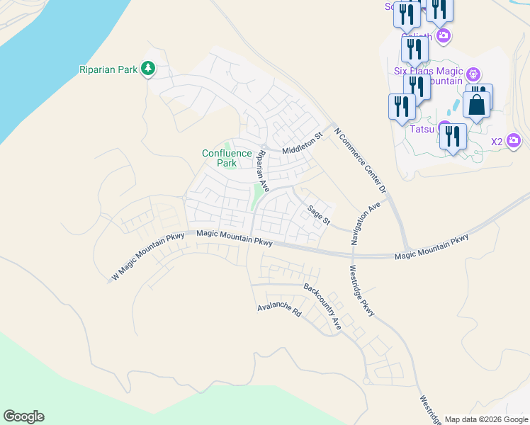 map of restaurants, bars, coffee shops, grocery stores, and more near 27019 Evening Sky Place in Los Angeles County