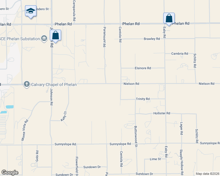 map of restaurants, bars, coffee shops, grocery stores, and more near 5299 Nielson Road in Phelan