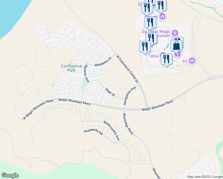 map of restaurants, bars, coffee shops, grocery stores, and more near 27475 Mercantile Court in Los Angeles County
