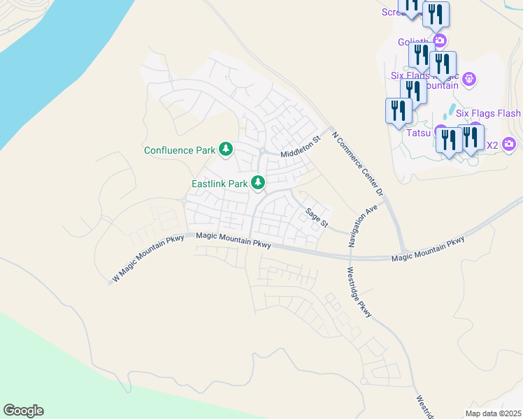 map of restaurants, bars, coffee shops, grocery stores, and more near in Santa Clarita