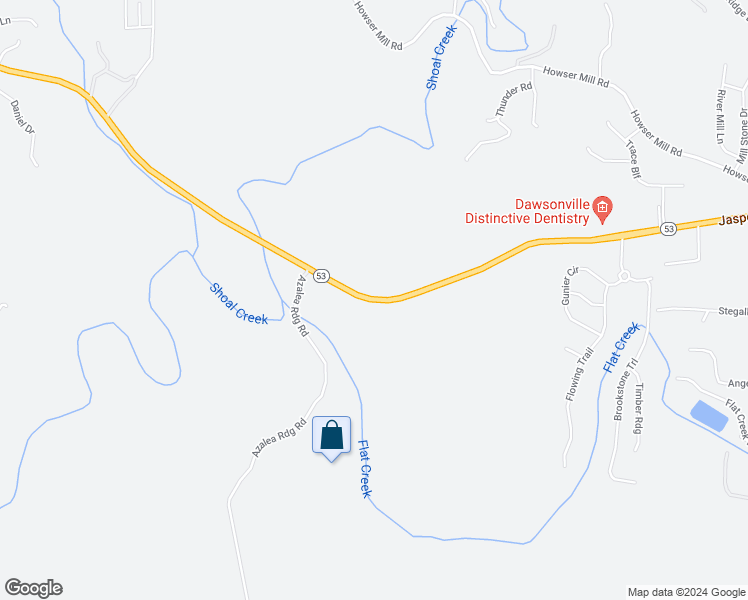 map of restaurants, bars, coffee shops, grocery stores, and more near Highway 53 in Dawsonville