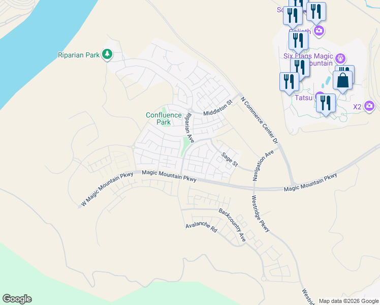 map of restaurants, bars, coffee shops, grocery stores, and more near 27057 Trail View Lane in Los Angeles County