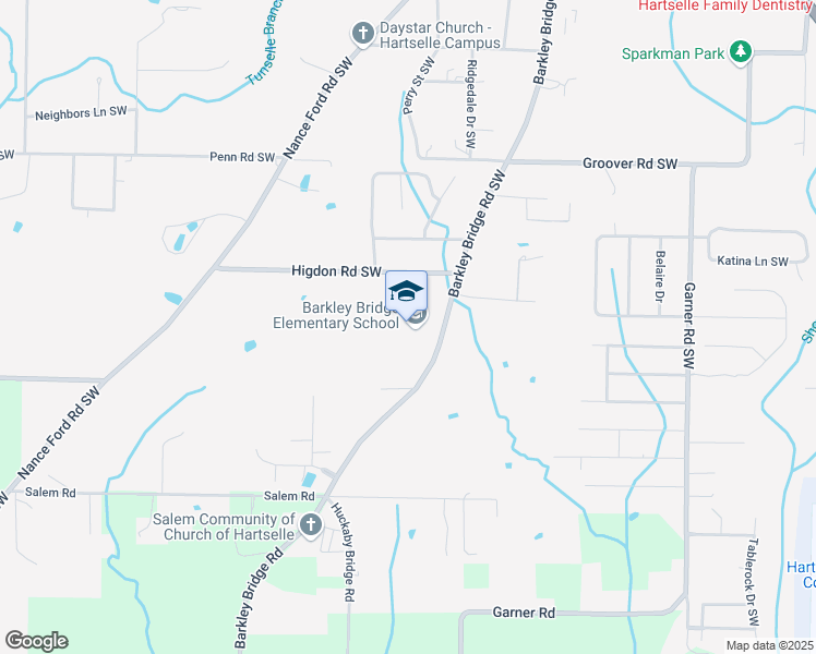 map of restaurants, bars, coffee shops, grocery stores, and more near 2333 Barkley Bridge Road Southwest in Hartselle