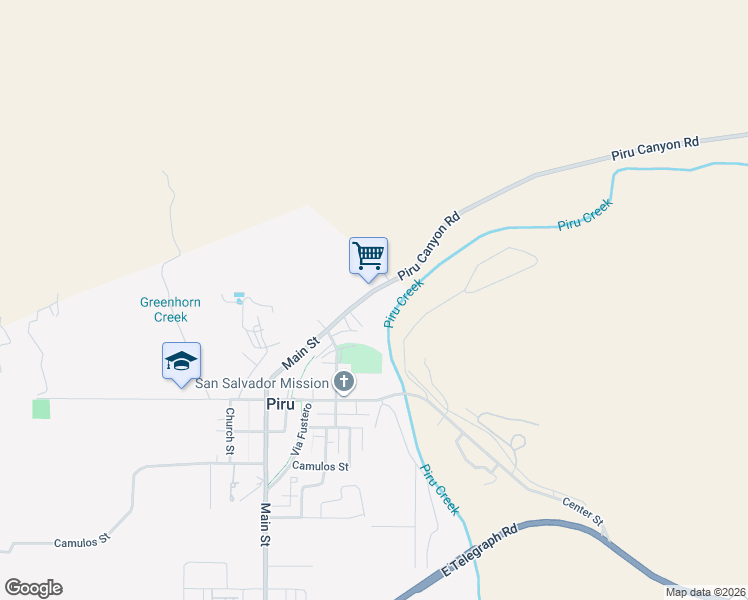 map of restaurants, bars, coffee shops, grocery stores, and more near 982 North Main Street in Piru