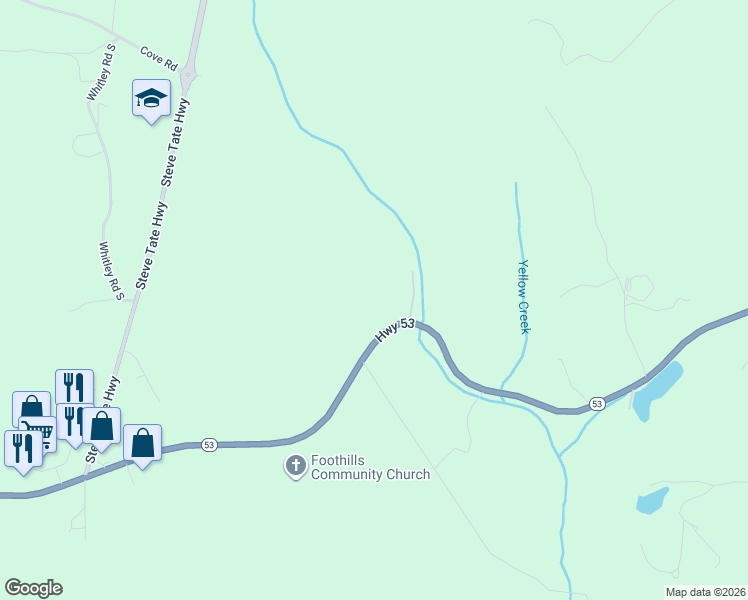 map of restaurants, bars, coffee shops, grocery stores, and more near 14153 Highway 53 in Dawsonville