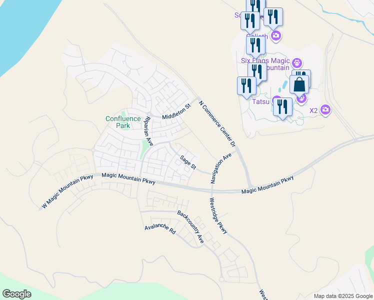 map of restaurants, bars, coffee shops, grocery stores, and more near Unnamed Road in Los Angeles County