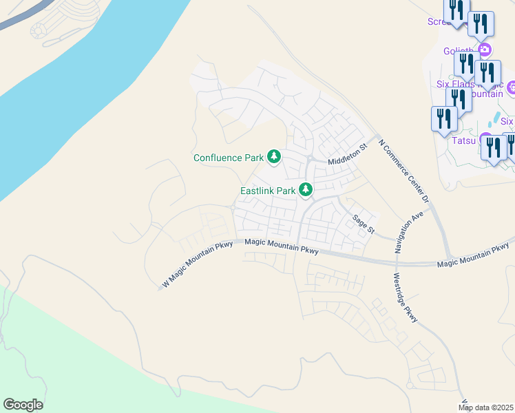 map of restaurants, bars, coffee shops, grocery stores, and more near in Santa Clarita