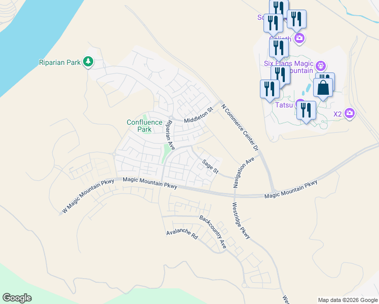 map of restaurants, bars, coffee shops, grocery stores, and more near 27456 Boulderview Way in Los Angeles County