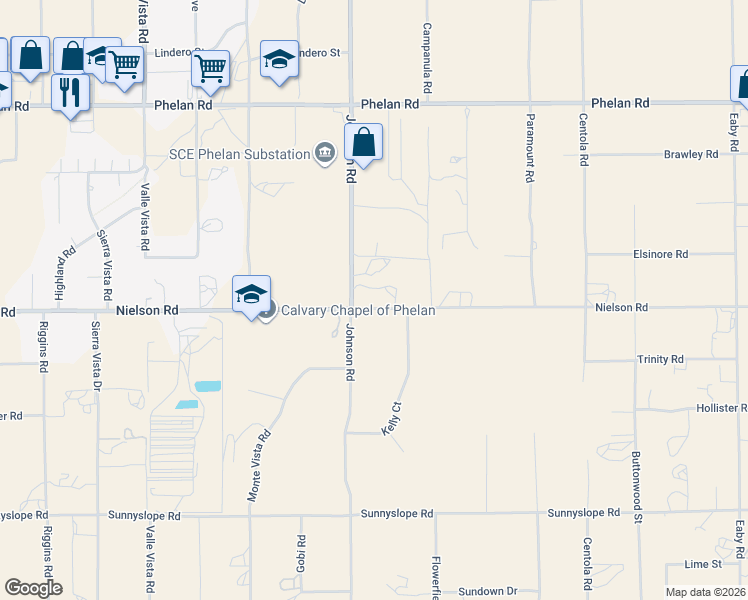 map of restaurants, bars, coffee shops, grocery stores, and more near 4938 Nielson Road in Phelan