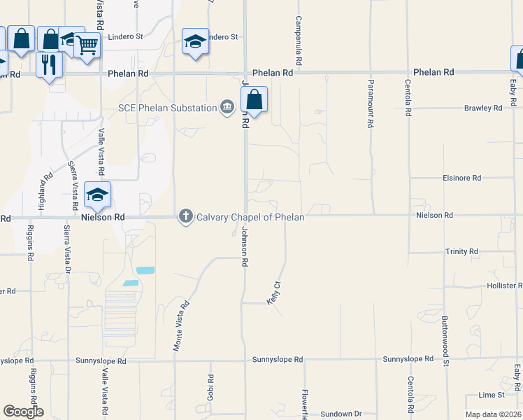 map of restaurants, bars, coffee shops, grocery stores, and more near 4938 Nielson Road in Phelan