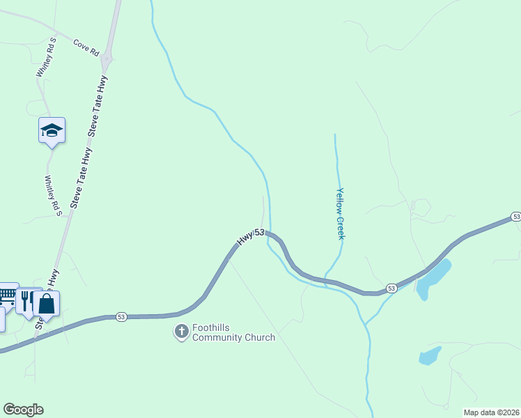 map of restaurants, bars, coffee shops, grocery stores, and more near 14153 Highway 53 in Dawsonville