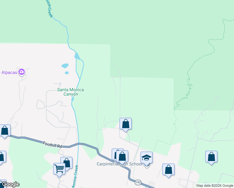 map of restaurants, bars, coffee shops, grocery stores, and more near 4488 Foothill Road in Carpinteria