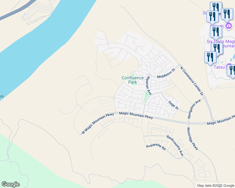 map of restaurants, bars, coffee shops, grocery stores, and more near 27503 North Golden Currant Place in Los Angeles County