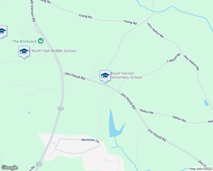 map of restaurants, bars, coffee shops, grocery stores, and more near 4844 Jim Hood Road in Gainesville