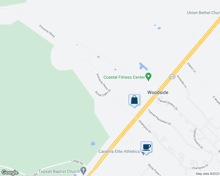 map of restaurants, bars, coffee shops, grocery stores, and more near 226 Scrub Oaks Drive in Hampstead