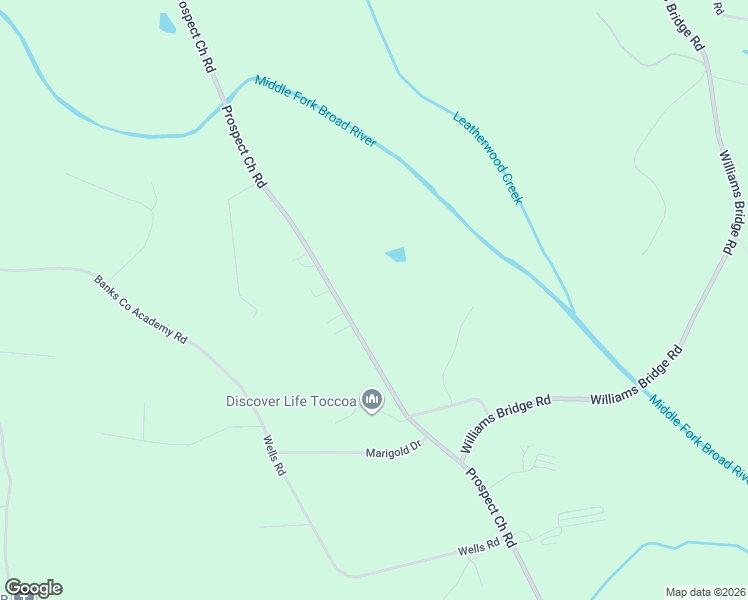 map of restaurants, bars, coffee shops, grocery stores, and more near 2630 Prospect Road in Toccoa