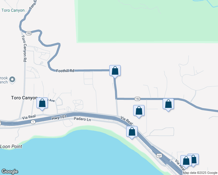 map of restaurants, bars, coffee shops, grocery stores, and more near 3375 Foothill Road in Carpinteria