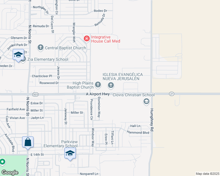 map of restaurants, bars, coffee shops, grocery stores, and more near 4205 21st Street in Clovis