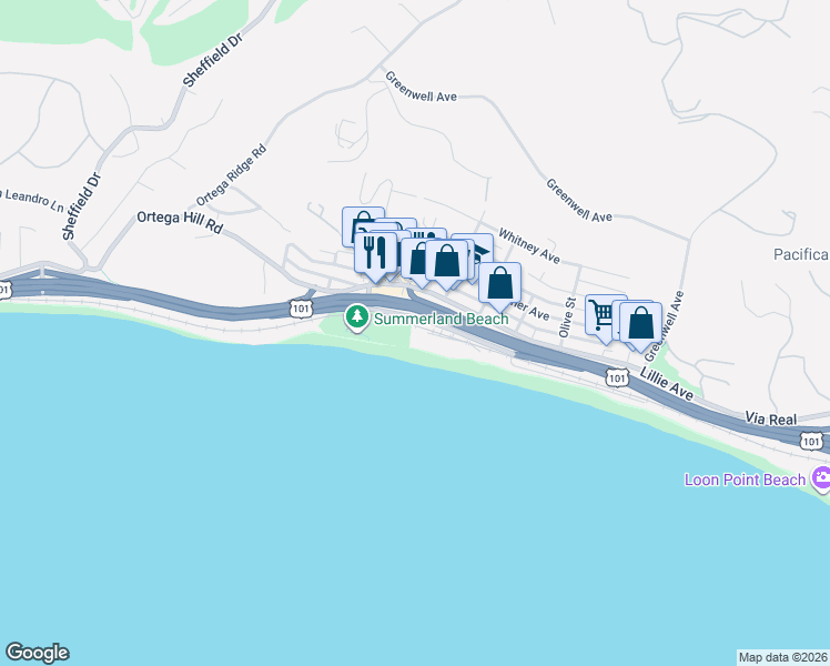 map of restaurants, bars, coffee shops, grocery stores, and more near 2311 Finney Street in Summerland
