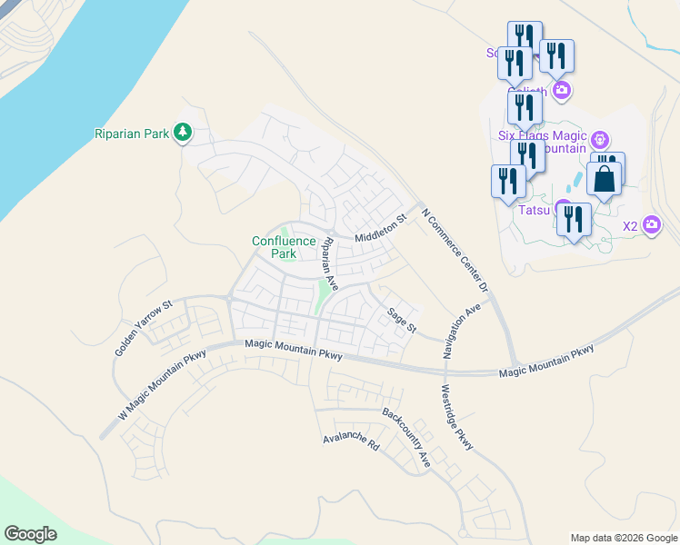 map of restaurants, bars, coffee shops, grocery stores, and more near 27073 Tanager Lane in Los Angeles County