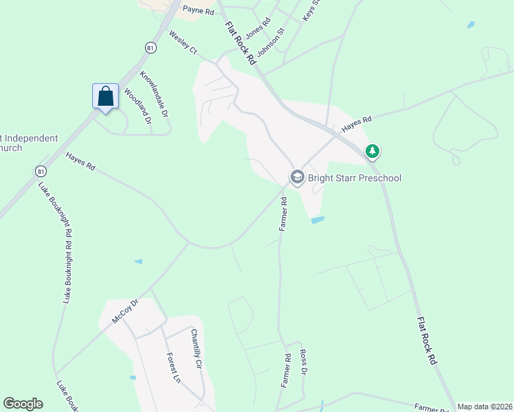 map of restaurants, bars, coffee shops, grocery stores, and more near 509 Hayes Road in Starr